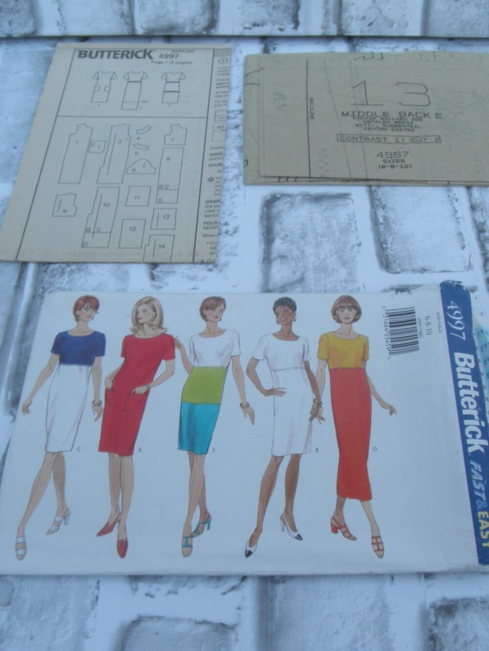 #4997, BUTTERICK UNCUT SEWING PATTERN DRESS (SIZE 6-8-10)